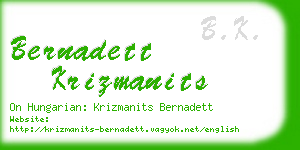 bernadett krizmanits business card